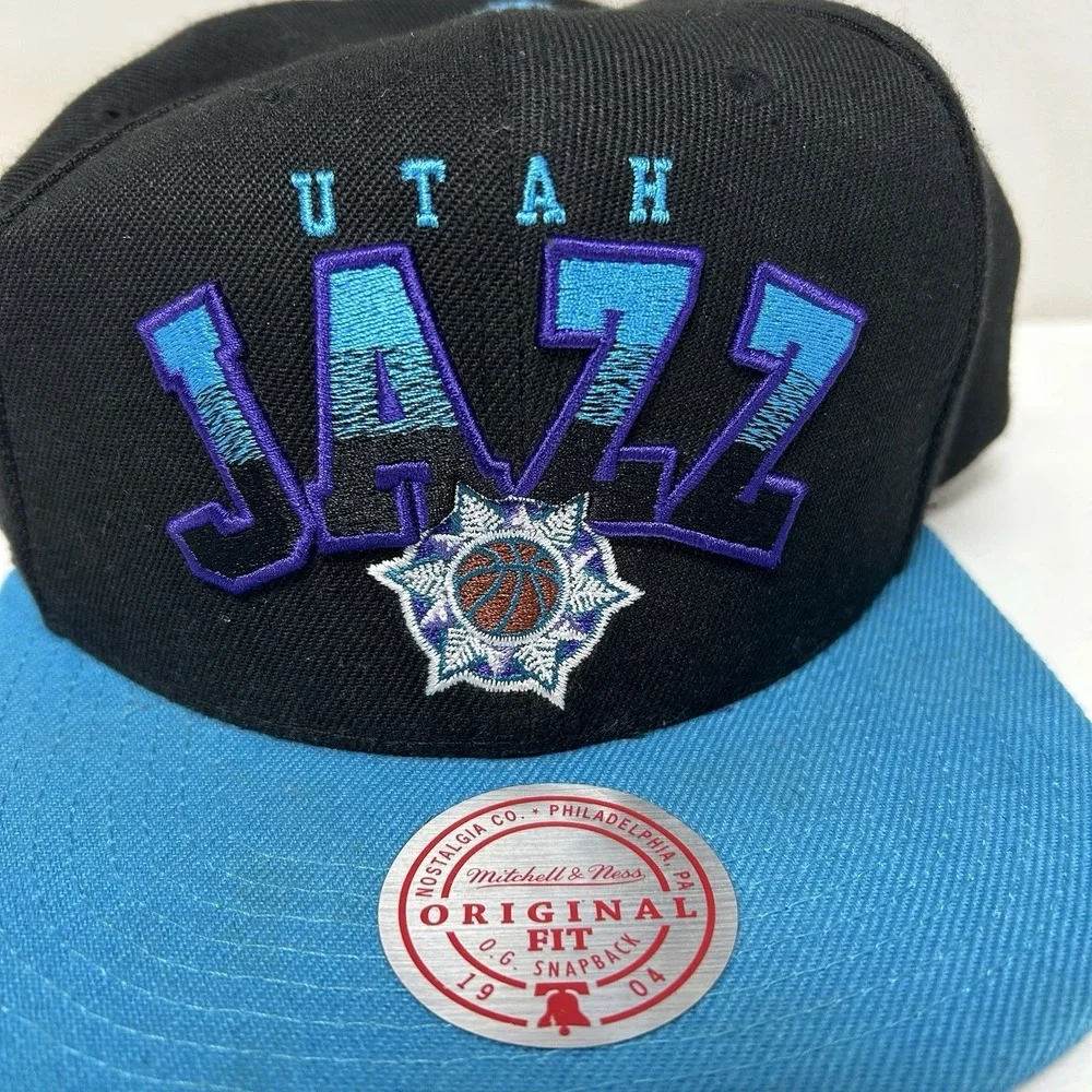 Mitchell & Ness Snapback Hat Men's NBA Utah Jazz Gradient Kordmark NoirPale Blue